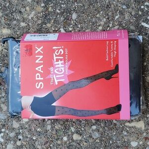 Spanx Tight End Tights Sheer Polka Dot Black Size A Shaper